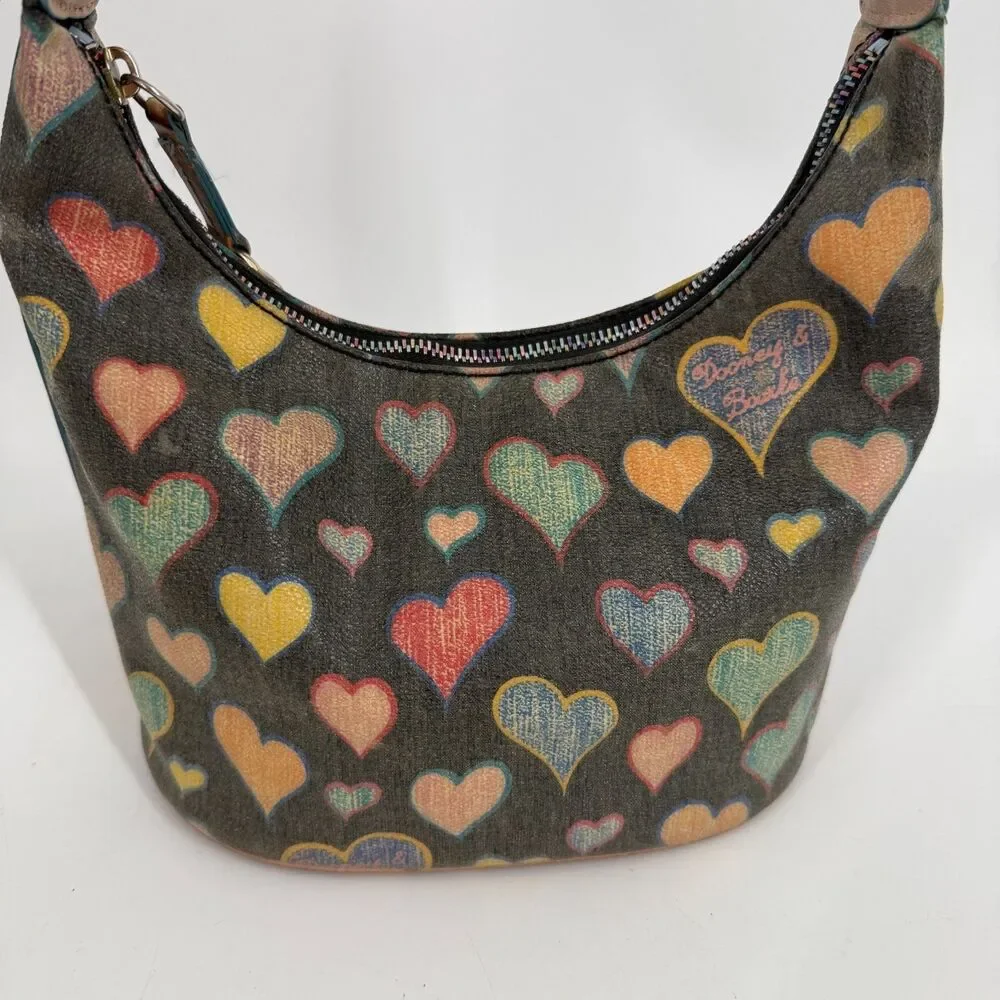 Vintage Dooney & Bourke Shoulder Purse Bag Y2K Crayon Bucket Bag Rainbow Hearts